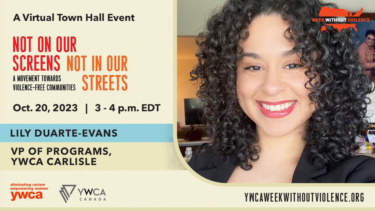 YWCAUSA's tweet photo. “If there's a way to use it, someone will abuse it,” says Lily Duarte-Evans of @YWCACarlisle discussing tech-facilitated #GenderBasedViolence during our live #WWV23 virtual panel discussion, happening now. Watch LIVE: https://t.co/L6WJR01Owv #WeekWithoutViolence https://t.co/OzP7zdgACs