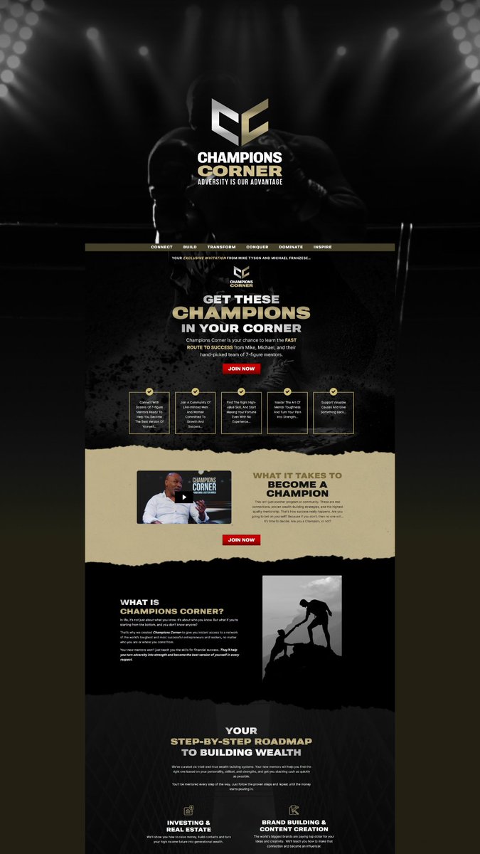 JustDigitalInc's tweet photo. Congrats to our client Champion’s Corner on their launch! Champ’s Corner is all about helping entrepreneurs build a champion mentality, with insights from Mike Tyson &amp; Michael Franzese. It was an honor to create this brand &amp; funnel and help our client help more entrepreneurs 💪 https://t.co/gbHrBfriIN