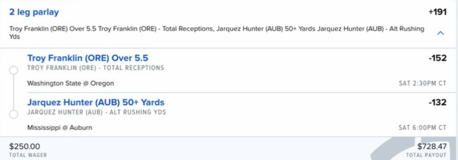 EdgePlayBook's tweet image. #BetInPublic #100DayOfParlayChallenge #Day22, part 3. Tally after 20 settled bets -$815.60 #HighWinRate #NCAAFootball #Oregon #Auburn #GamblingX