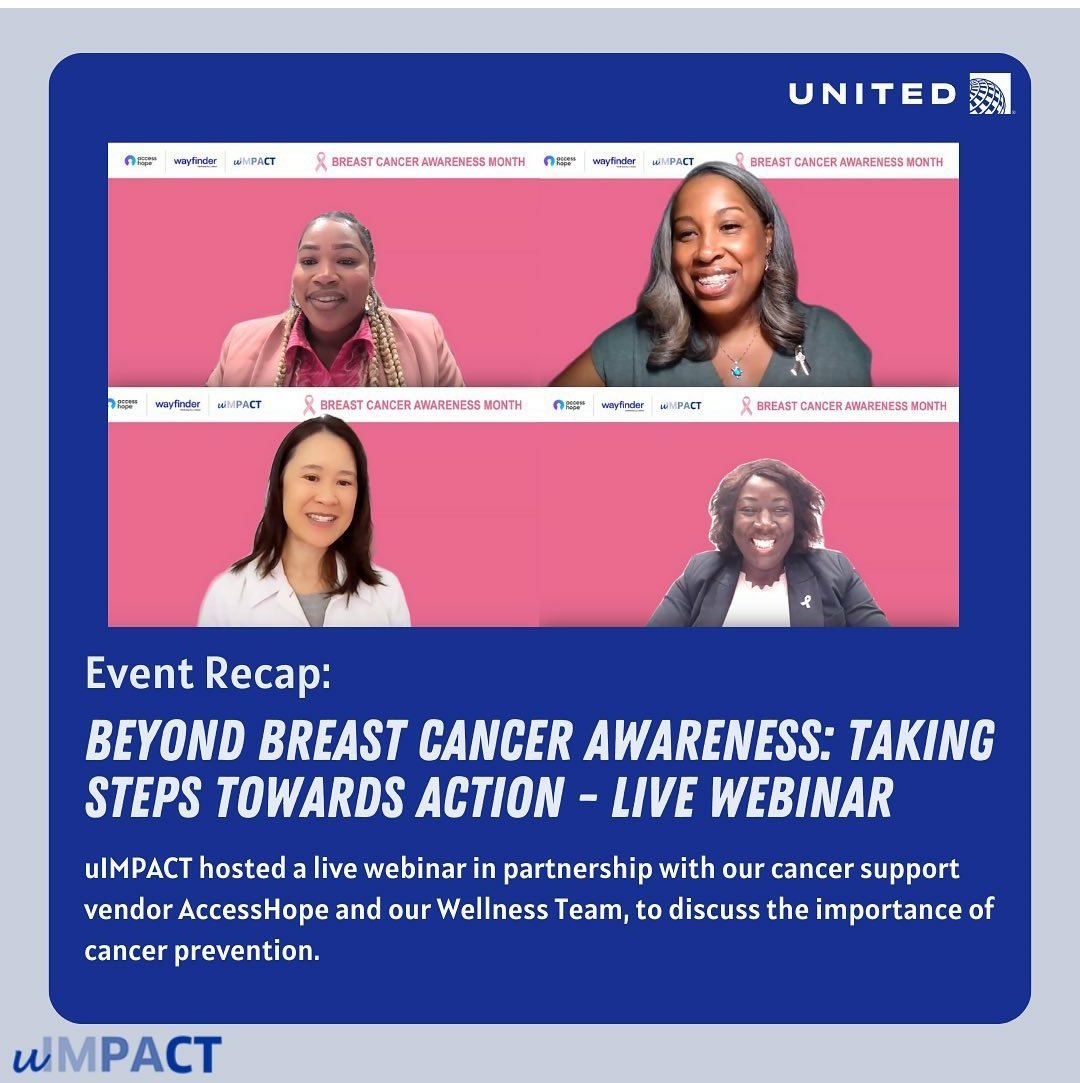 Breast cancer awareness month - uIMPACT and our OneHR team offered a very informative event filled with Intentionality, vulnerability and authenticity. A true therapy to me 💙💙 Changing lives - giving hope to the silent fighters 🙏🏾🙏🏾@united #goodleadstheway