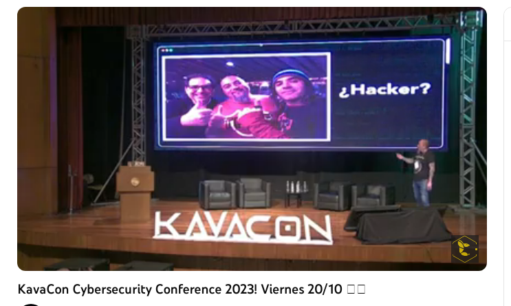 AdrianneGonz1's tweet photo. Estamos con el maestro de maestros #GabrielBergel con quién apenas empezamos y ya el público vibró... su tema: Desmitificando a los Hackers... nada más y nada menos que en @KavaConPy #kavacon2023 #kavacon #ciberseguridad 💛🐝🤩 https://t.co/2MlIwYlwPN