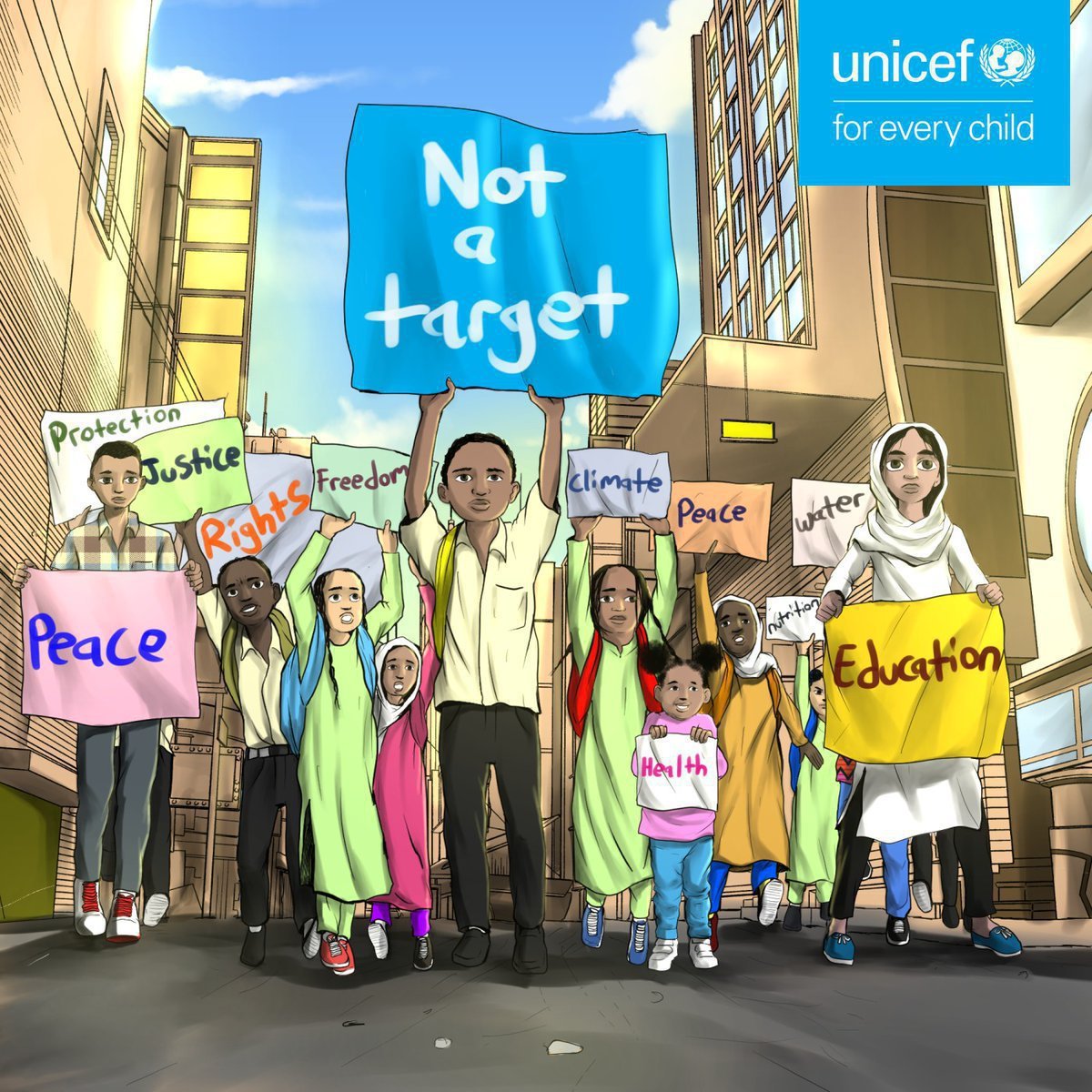 Every child has the right to grow up free from violence and fear. Children must be protected -- always. They are #NotATarget.