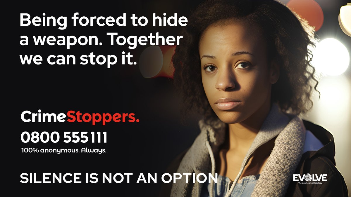 If you could stop someone being shot or hurt just by sending an anonymous message, would you do it? Tell us about gang activity and where weapons are stored. Before it's too late. Contact Crimestoppers anonymously: orlo.uk/tzZbb 
#EVOLVE #LoveWhereYouLive