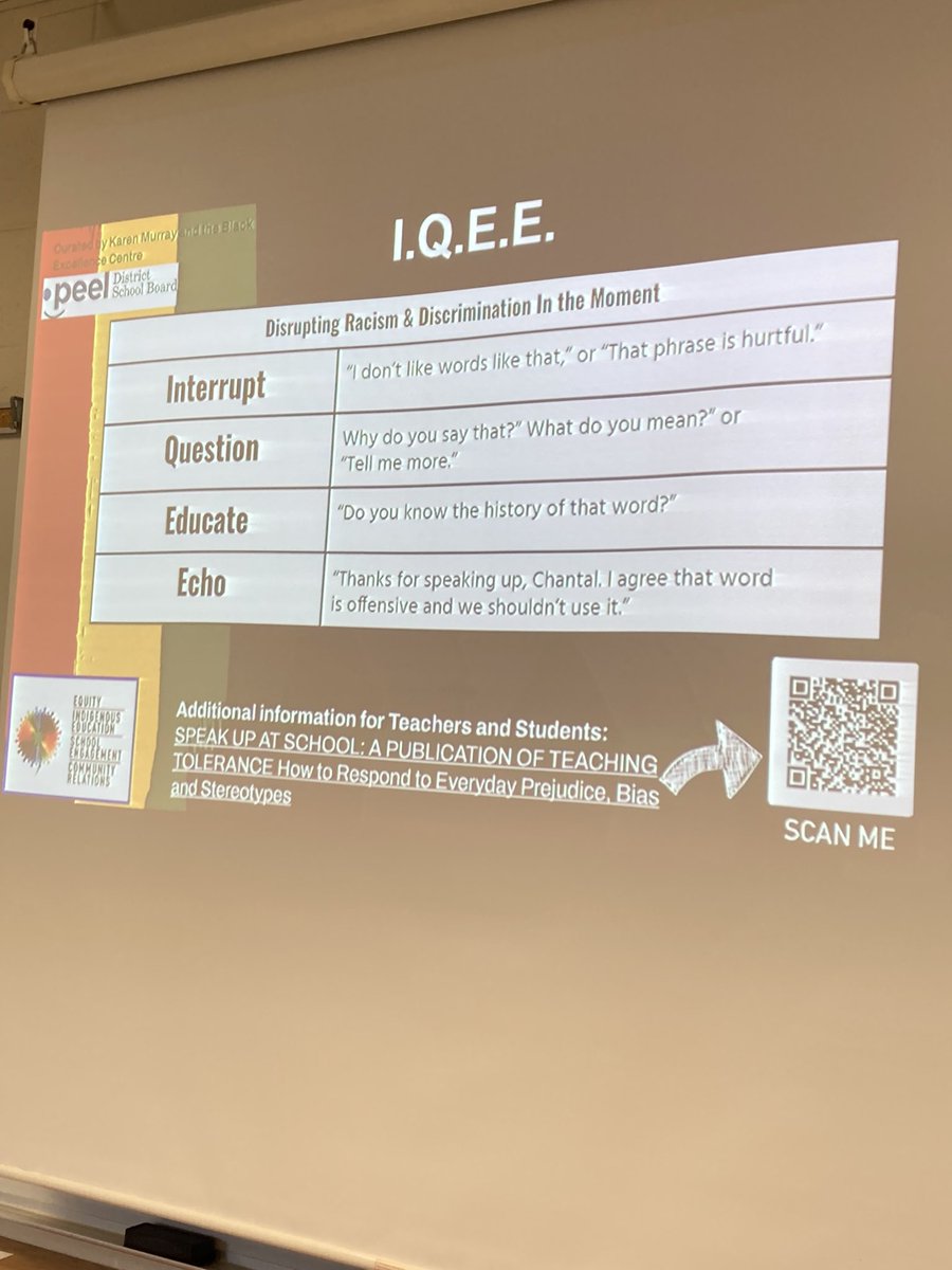 mrsmfrancis1's tweet photo. Thanks @ChanMadray for empowering the @SunnyViewMS gr. 6 students in the BCSA to strategize using the IQEE model. What do you do when someone says something racist to you? The grade 7 / 8s can’t wait for the same deep dialogue #DABR @WRT_PDSB @PNeerja @PeelSchools @KristenBynoe https://t.co/eAPehURwsg