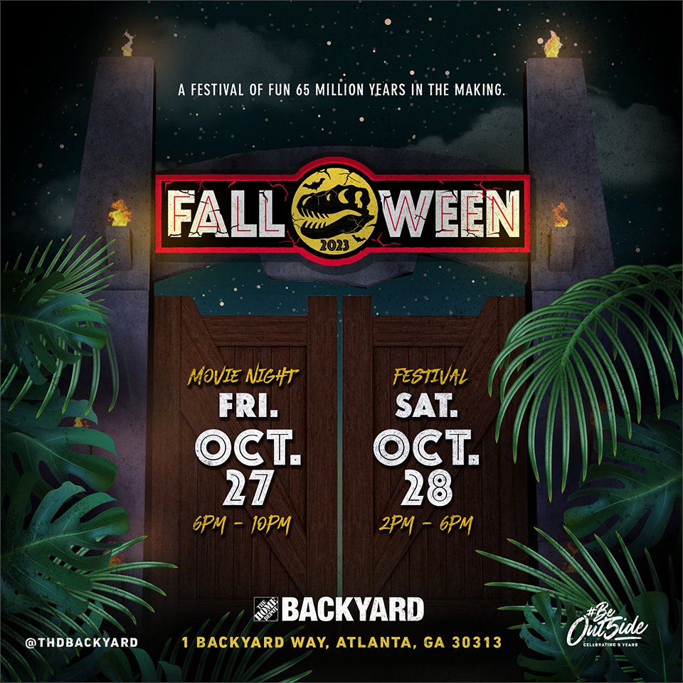 thdbackyard's tweet image. We're 1️⃣ week away from a DINO-mite weekend of Fall Fun at the #BestBackyard! 🦖🦕 Check out a few lineup highlights, then head over to the event page to learn more and to register! bit.ly/46o1JVZ

Friday, 10/27: Movie Night (6pm-10pm)
Saturday, 10/28: Festival (2pm-6pm)