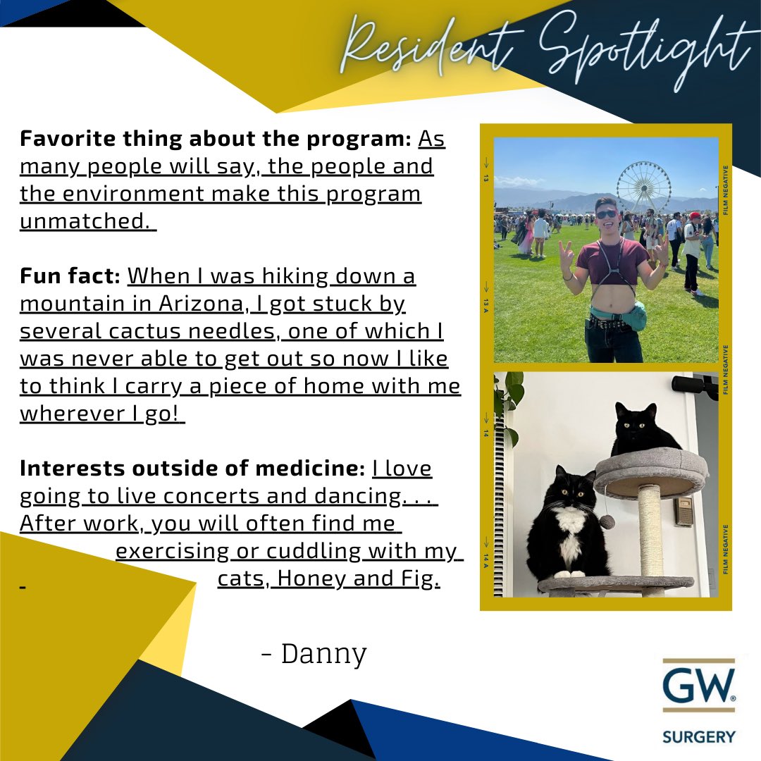 #FeatureFriday Introducing Danny, another one of our new interns! Join us on Fridays as we highlight our entire resident complement! 💙💛 #surgery #surgeryresidency #residency #medtwitter #doctor