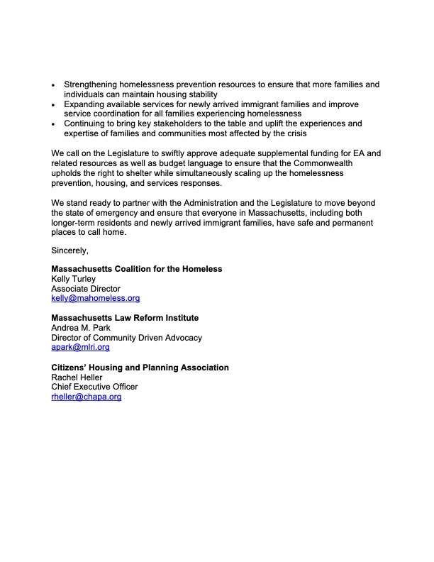 Today, the Massachusetts Coalition for the Homeless, <a href="/MassLawReform/">Massachusetts Law Reform Institute</a>, and <a href="/CHAPAdotorg/">CHAPA</a> released a joint statement on protecting the right to shelter for families with children: mahomeless.org/wp-content/upl… (Shortened link: tinyurl.com/rts-10-20-23).
#mapoli #endhomelessness