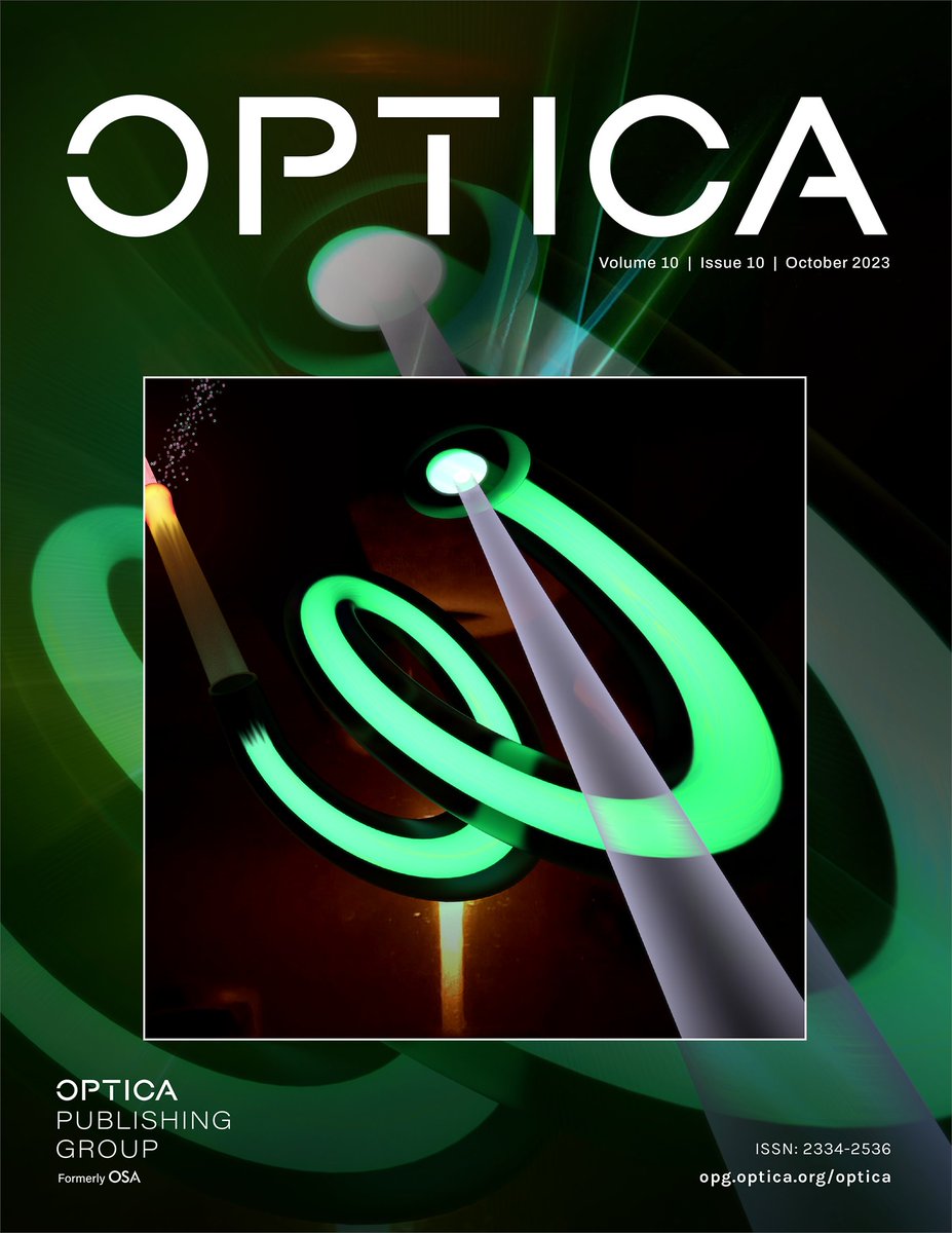 Volume 10 Issue 10 of #OPG_Optica is now live: ow.ly/vwNC50PZ6Mb

The cover image depicts laser-based additive manufacturing of a single-mode Er/Al co-doped gain fiber for Erbium-doped fiber laser evaluation. For details, see Maniewski et al., ow.ly/pqBa50PZ6Mc