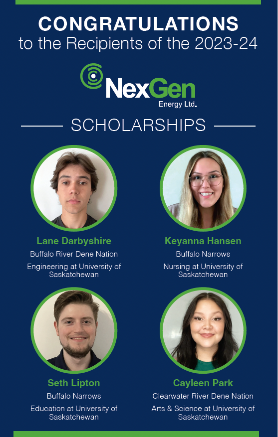 NexGenEnergy_'s tweet photo. Congratulations to our 2023-24 $NXE Scholarship Program recipients, leaders in their schools & communities. Since 2017, we've supported 13 student's educational journeys. Wishing our latest recipients a successful year ahead! $NXE #PoweringPositivity @leighcuryer @travmcph https://t.co/fD4BXe2GTJ