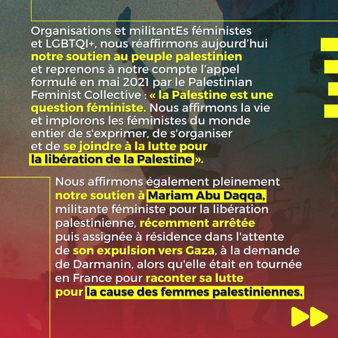 🇵🇸 Communiqué unitaire d’organisations LGBTI et féministes pour dénoncer le massacre en cours à Gaza. Trans, pédés, gouines en soutien à la Palestine 🇵🇸🏳️‍🌈🏳️‍⚧️✊ (1/2) ⬇️