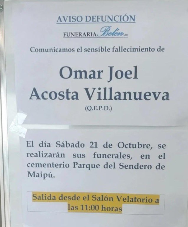 alfaxis's tweet photo. Se necesitan aportes para costear los servicios funerarios y la cremación de #OmarAcosta 

Los q puedan, aquí tienen la cuenta de su buen amigo que puso la tarjeta de crédito en garantía

Rodrigo Estay Astorga
Cta RUT 13.566.725-0
Banco Estado
valplastsantiago@gmail.com

Favor RT https://t.co/D03aBGTELv