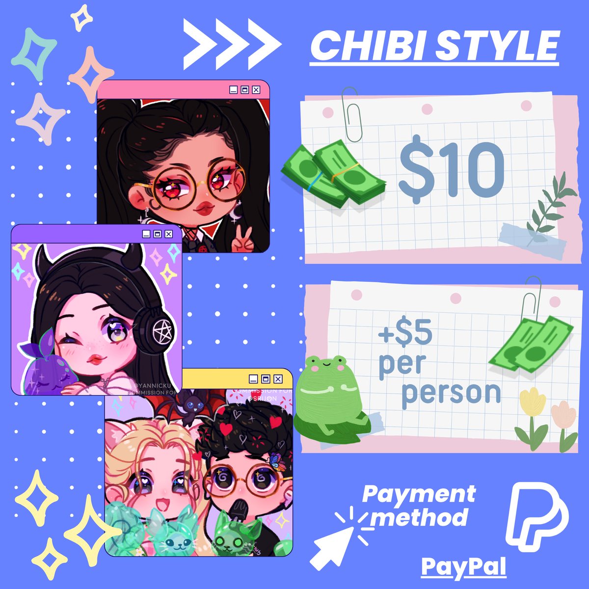 Yanniicku's tweet photo. ✨OPEN COMMISSIONS ✨
Update my price table and design.
I am also accepting commissions on fiver
find me as lyannickl   https://t.co/K1hpaYeivB
Any questions you can talk to me by DM
Rts will be appreciated 💖
#commissionsopen #Chibi #Commission #Art #ArtCommission #DigitalArtist https://t.co/VK321IN2rX
