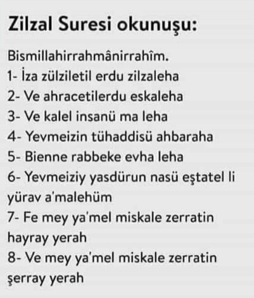 Kimseye Frekansın ne olduğunu anlatmaya uğraşmayacağım.  

Vakit yok !

Türkiye'de kafası bir yudum çalışan insanların, ay sonuna kadar, ZİLZAL SÜRESİNİ okuması şarttır. 

Bu bir vatan savunmasıdır. 

Ciddiyim! 

Bu bilgiyi  dağıtın,bu sureyi devamlı okuyun.