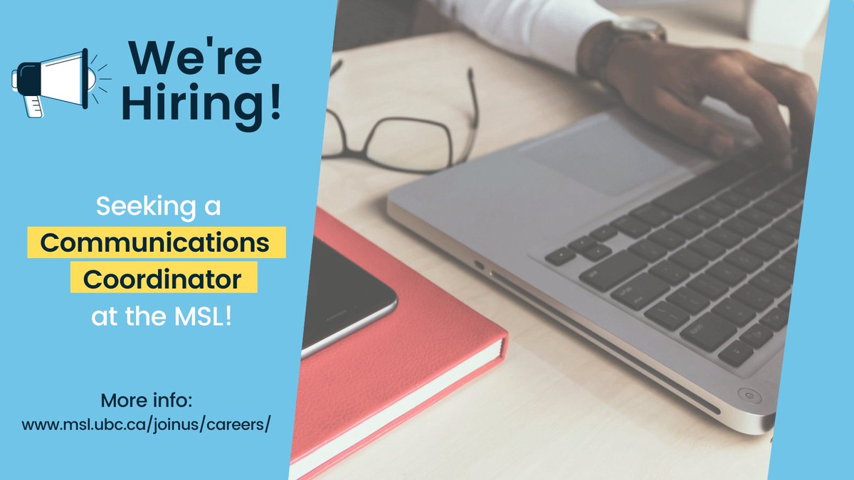📣We're hiring! The MSL is seeking a Communications Coordinator to join our administrative team.  

Learn more about the position and apply here: msl.ubc.ca/careers/