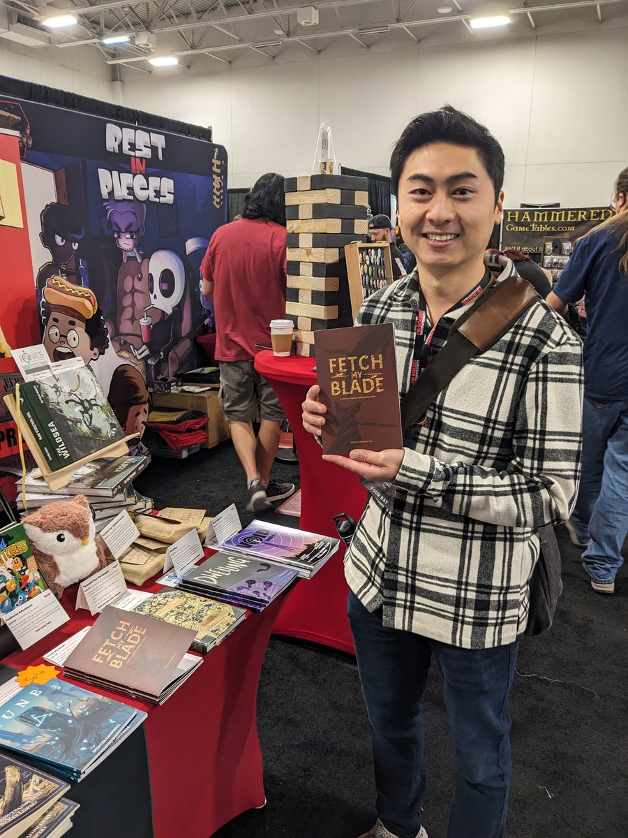 Local game designer spotted at @IPRTweets booth, with SIGNED copies of Fetch my Blade ⚔️🐕 at #GameholeCon 👀👀👀