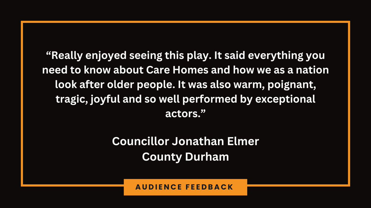 Audiences are loving #BeyondCaring! Here's some more fantastic feedback from <a href="/JeffAB61/">Jeff Brown</a> at BBC North East &amp; Cumbria &amp; County Durham's Councillor Jonathan Elmer...

🎟️ For tickets visit beyond-caring.co.uk. 
📷 Matt Jamie

#AudienceFeedback #ACESupported #NationalLottery