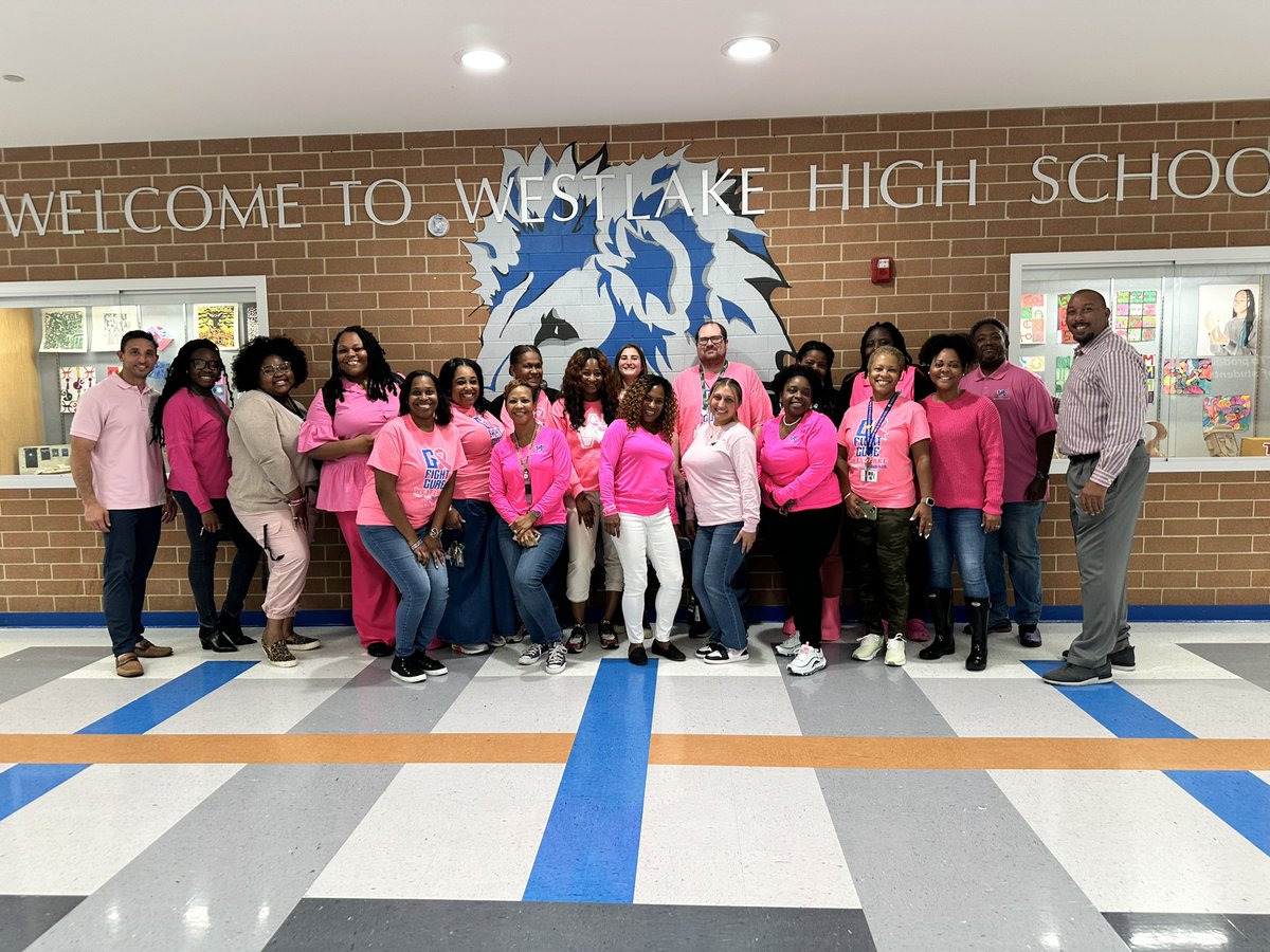 LadyWoodhouse23's tweet photo. Today was a GREAT day at the Lake! Our staff is the BEST! 💙 #ONEWestlake #WestlakeGoesPINK #StructuredToWIN @JarvisAdamsEdu @OneWestlake #LionPride @Franchesca_Warr @RonMaxwellFCS1 @parents4edu_SF @COSFGA @MinnisGregory @cece_johnson11 @CEWHickman @edu_blackman https://t.co/GDtmyRO8Y6