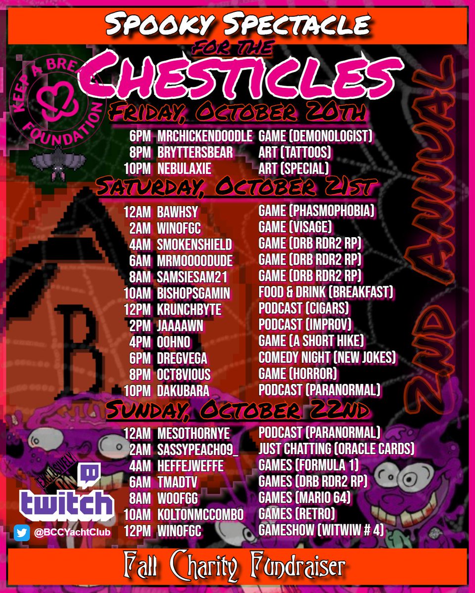 BCCYachtClub's tweet photo. Today is the day! Starting at 6pm EST the #charity will be kicking off! We are starting with the awesome @ChickenDoodle_! New and old friends welcome and we can't wait to share this even with you! #keepabreast #charityraid #twitch #TwitchStreamers #twitchstream #twitchstreaming https://t.co/3hixIBS0Wb