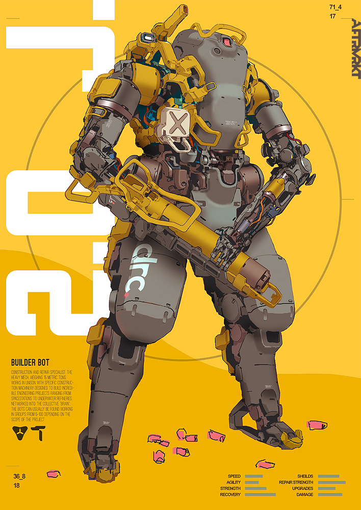 Builderbot Artbook available here: aftrmrktstore.com #conceptart #cyberpunk #scifiart #aftrmrkt #draw #drawing #lineart #sketch #mech #robot