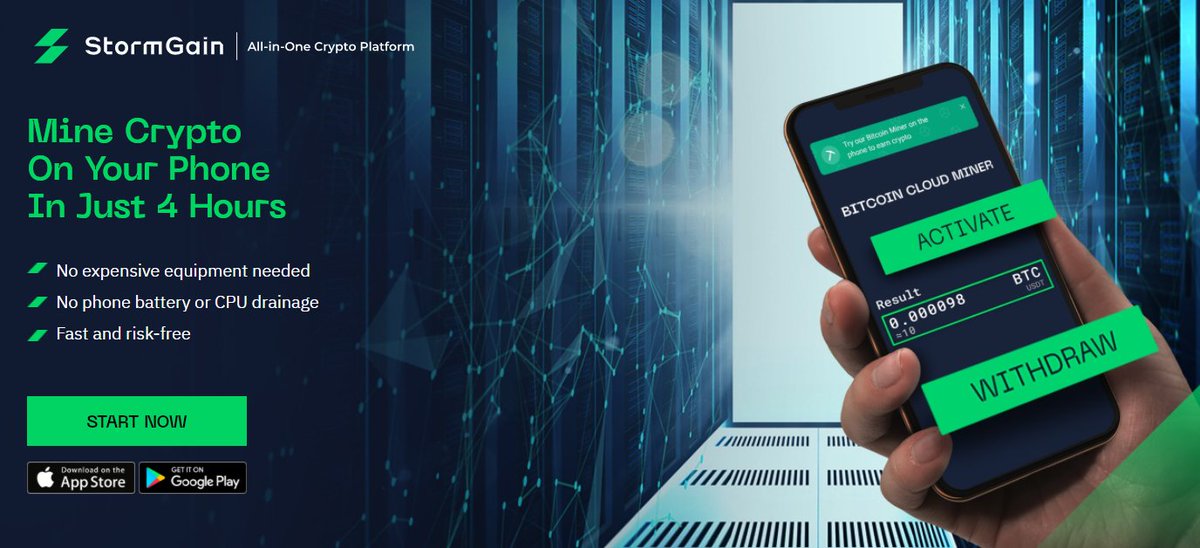 🚀All-in-one crypto app with a Bitcoin cloud miner.
🟢Crypto Trading with Leverage of up to 500x!
🟢Bitcoin Cloud Mining!
🟢Crypto Exchange!
🟢Exclusive Trading Signals!

👇3 USDT Free
app.stormgain.com/friend/BNS6019…