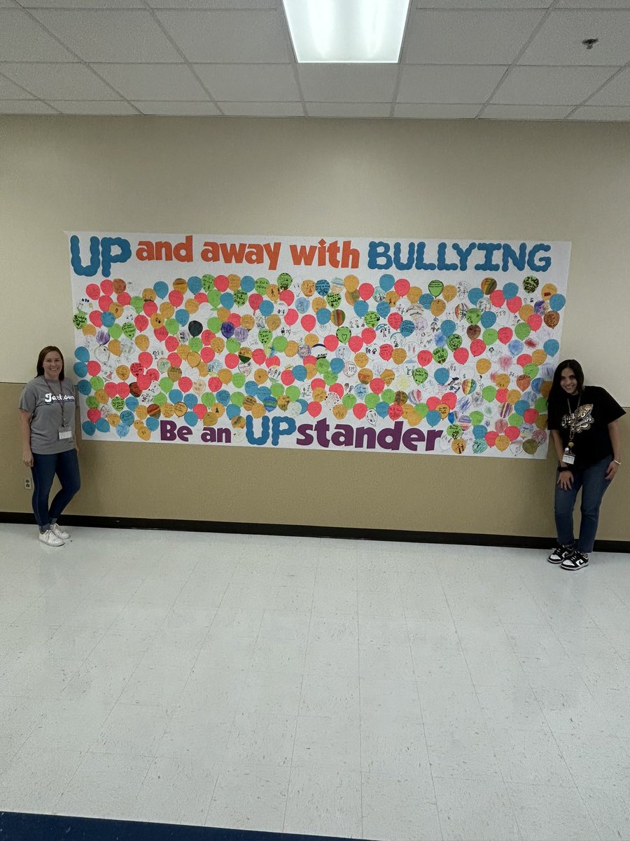 This week we celebrated being an upstander to bullying! Our fabulous counselors collected balloons from students to add to our Up and Away with Bullying poster! #bullyingpreventionmonth #levelupplanoisd