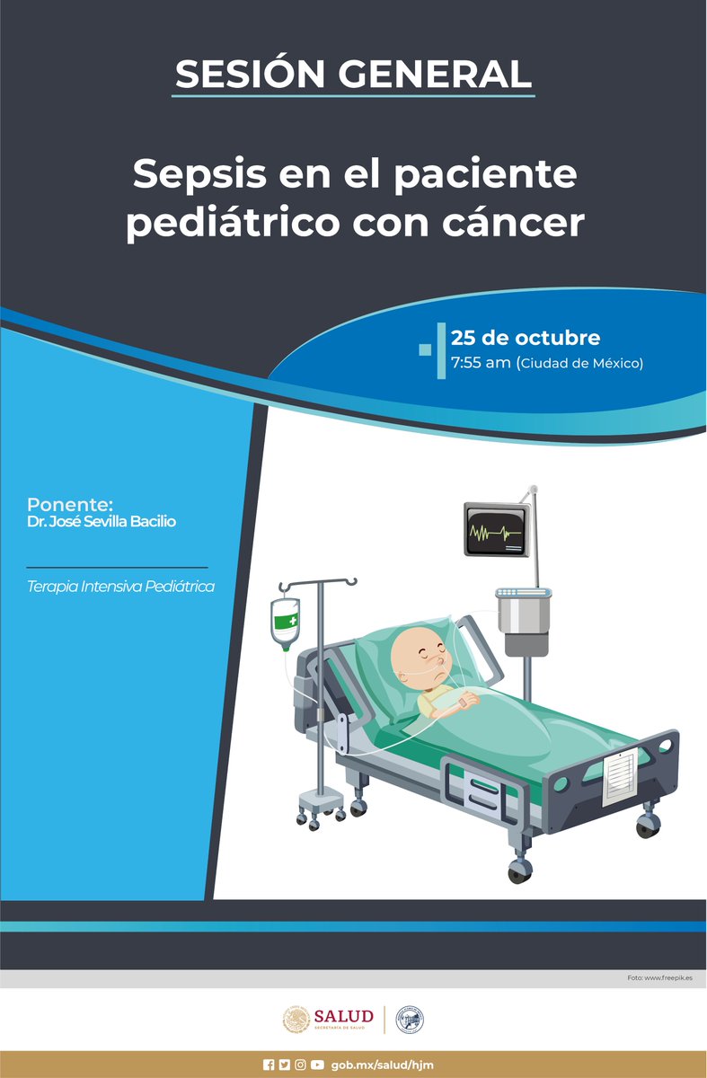 HospitalJuarezM's tweet image. Te invitamos a la Sesión General "Sepsis en el paciente pediátrico con cáncer" este 25 de octubre #TerapiaIntensiva #ActividadAcadémica
