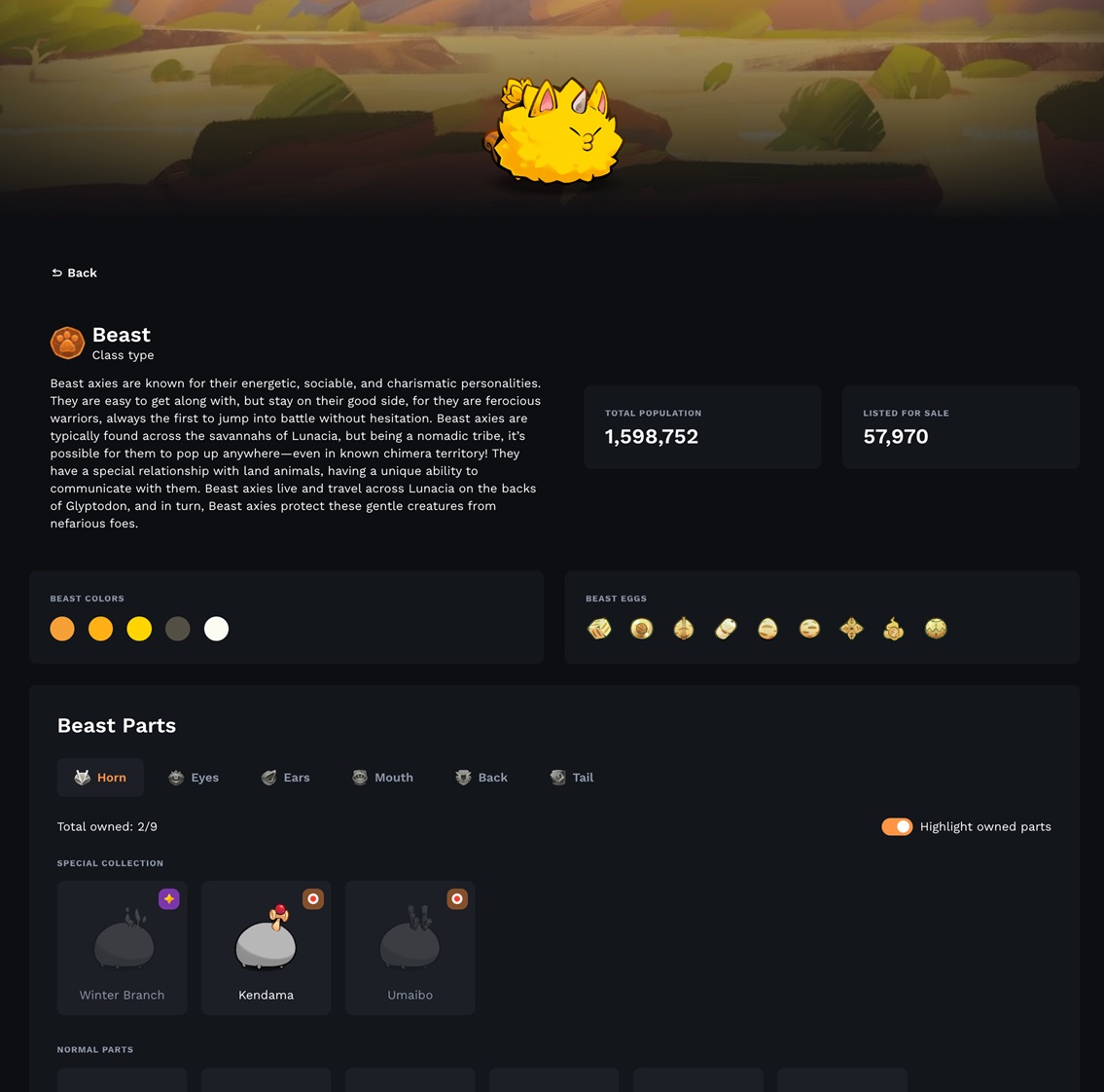 daryl24_eth's tweet photo. 20/ They also recently introduced #Lunalog: it showcases badge leaderboards, Axie lore insights, a Hall of Fame, and more.

You can explore Axie class stories and see how many Axie parts you own from each class. https://t.co/TYabftVX8H