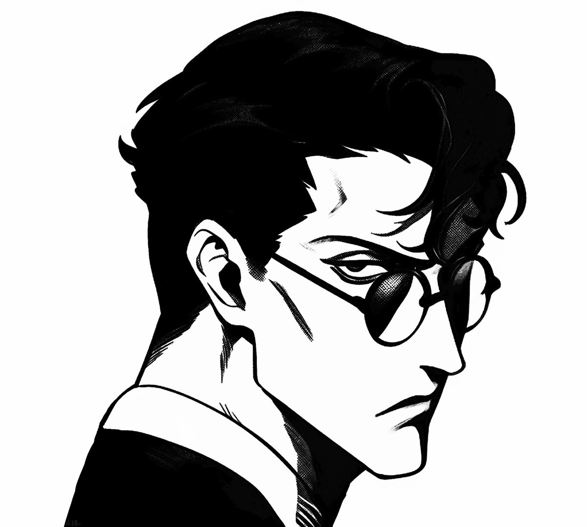 SCREAMmeSilence's tweet photo. #thefellow with #inktober #inktober2023 and #random #halloween subject of the day being #evilversion so I went with an #evil take on #clarkkent rather than #superman as we we those all over now #invincible #theboys #dccomics on one #bust #portrait #digitalart #inkdrawing https://t.co/KjxWEYKGeE