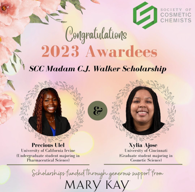 MaryKayGlobal's tweet photo. We're proud to partner with the Society of Cosmetic Chemists on the Madam C.J. Walker Scholarship. The scholarship is given to two students of an under-represented group pursuing a degree in a science-related field with an interest in pursuing cosmetics. https://t.co/e2P2swUfe4