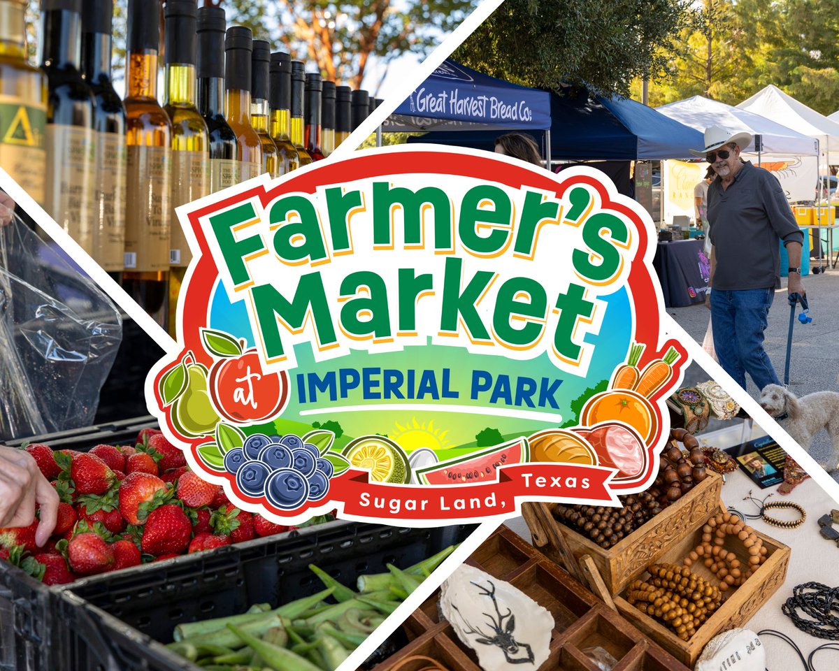 🌼 Join us this Saturday in Sugar Land for the Farmer's Market at Imperial Park! 🛒🌽

📅 Date: Saturdays 🕘 Time: 9 AM - 1 PM 📍 234 Matlage Way 

Support local, shop, and enjoy a fantastic day with your community. Don't miss it! 🛍️ #FarmersMarket #shoplocal #shopsmall #SLTX