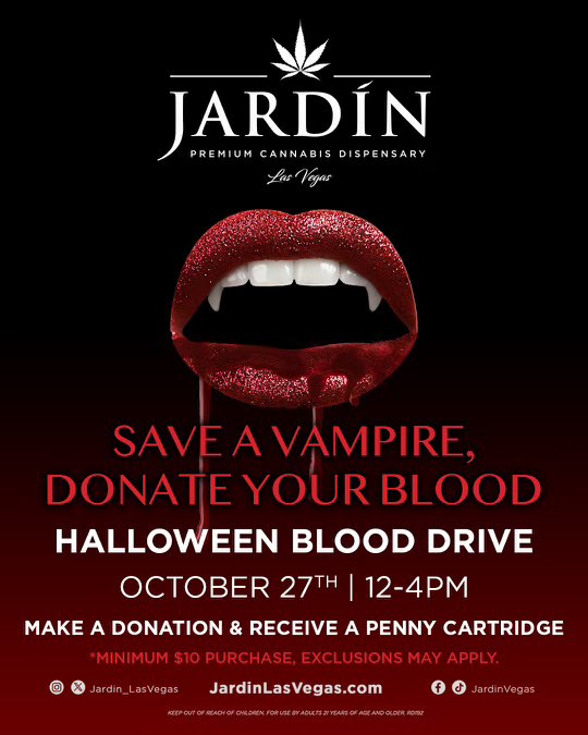 Save A Vampire, Donate your blood 🩸🖤

We are throwing a Halloween Blood Drive, October 27th from 12-4pm.

Make a Donation & Receive a Penny Cartridge 🎁

#Halloween2023 #LasVegasEvents