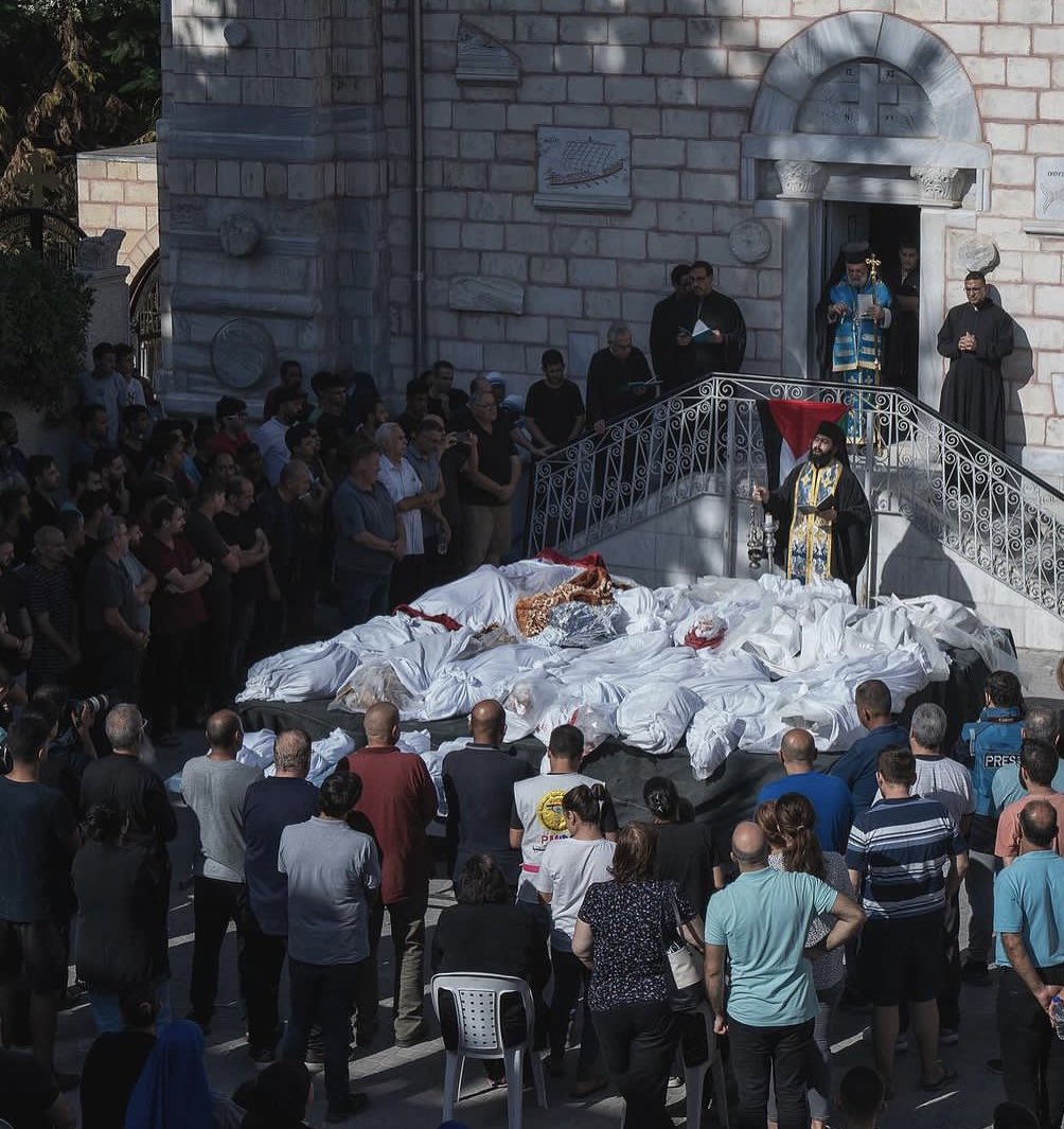 18 Christians were killed today. After the bombing of Gaza’s oldest church.