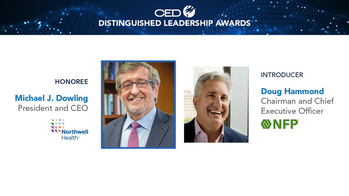 For 25+ years, the Distinguished Leadership Awards have honored execs committed to #corporatecitizenship & #publicpolicy. Join us in congratulating honoree @MichaelJDowling, CEO of @NorthwellHealth. Presenting his award will be @NFP CEO Doug Hammond. ow.ly/Xh1M50PZfYA