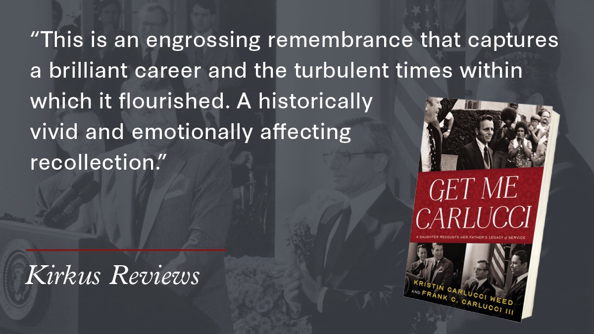 We were thrilled to receive a glowing review from @KirkusReviews for Get Me Carlucci: A Daughter Recounts Her Father's Legacy of Service by Kristin Carlucci Weed. Read the full review below, and preorder Get Me Carlucci (1/23/24) wherever books are sold. kirkusreviews.com/book-reviews/k…