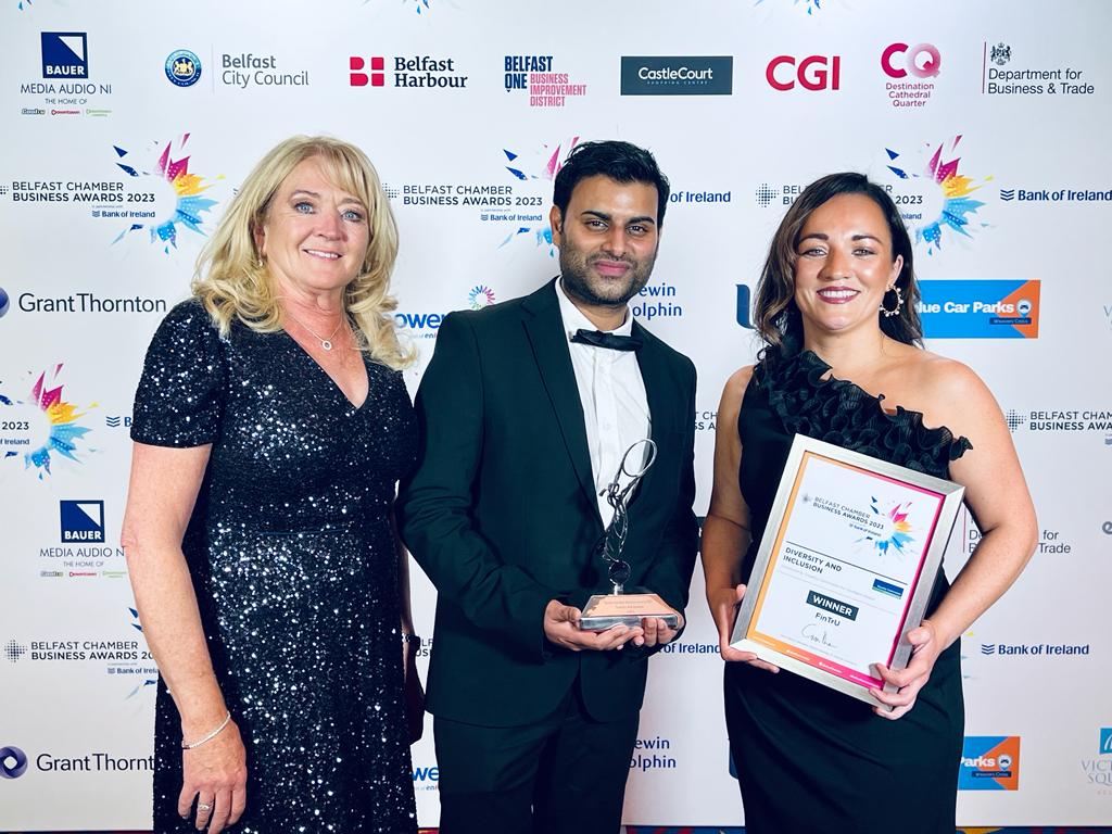 The Diversity &amp; Inclusion Award is sponsored by Equality Commission Northern Ireland <a href="/EqualityCommNI/">Equality Commission</a> and this year goes to FinTrU! @FinTrU #BelfastBusinessAwards