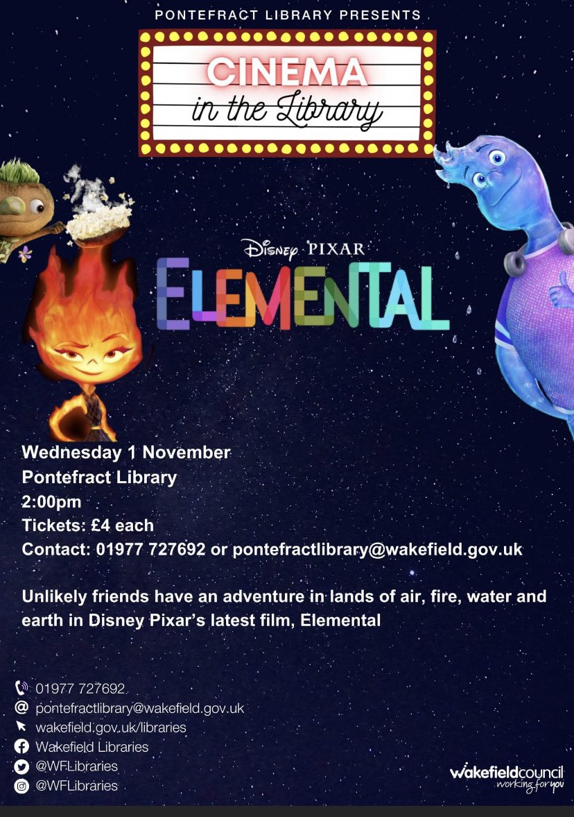 halfpennylane's tweet image. They&apos;re creepy and they&apos;re kooky
Mysterious and spooky
They&apos;re all together ooky 
Pontefract Library 
Join in the half-term fun at Pontefract library with our spooktacular witch making craft and Disney&apos;s Elemental in the Cinema at the cinema.
#Pontefract #Community #BeHalfpenny