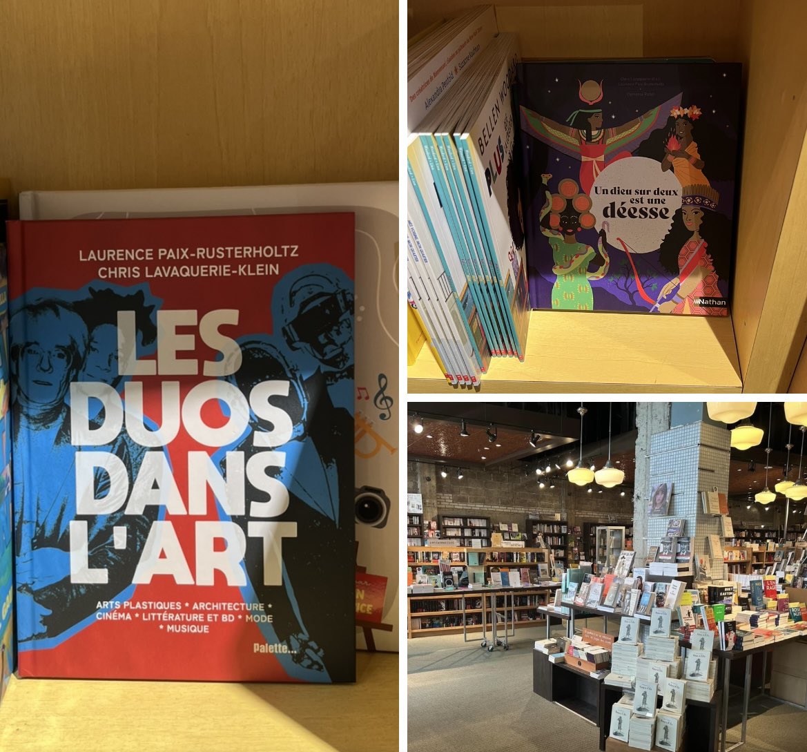 et_ibis's tweet photo. "Un dieu sur deux est une déesse" et "Les duos dans l’art" ont traversé l’Atlantique 😄Ils sont en bonne place à la librairie #Raffin à @Montreal @Arr_RosemontPP 🇨🇦. Gd merci à #Chantal pr son accueil chaleureux. 
@ChrisLavaquerie @LaurencePaix @NathanEditions @EditionsPalette https://t.co/hD8n3RfZ39