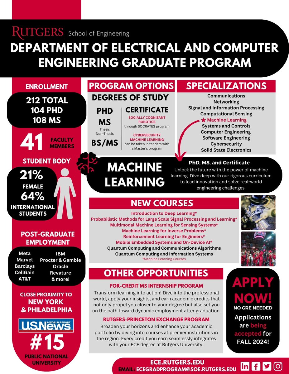 Check out this flyer to see all the opportunities that await you in the ECE Graduate Program🤩 Deadlines are approaching, so don't miss out!📩