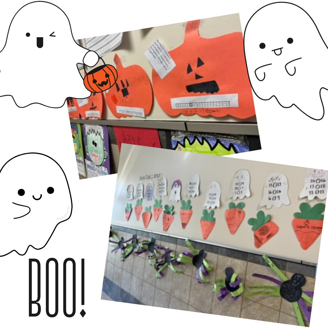 #GardensElem First Grade found creative ways to compare numbers, solve word problems, and compose and decompose numbers with pumpkins, spiders, and creepy carrots in October! #pisdmathchat