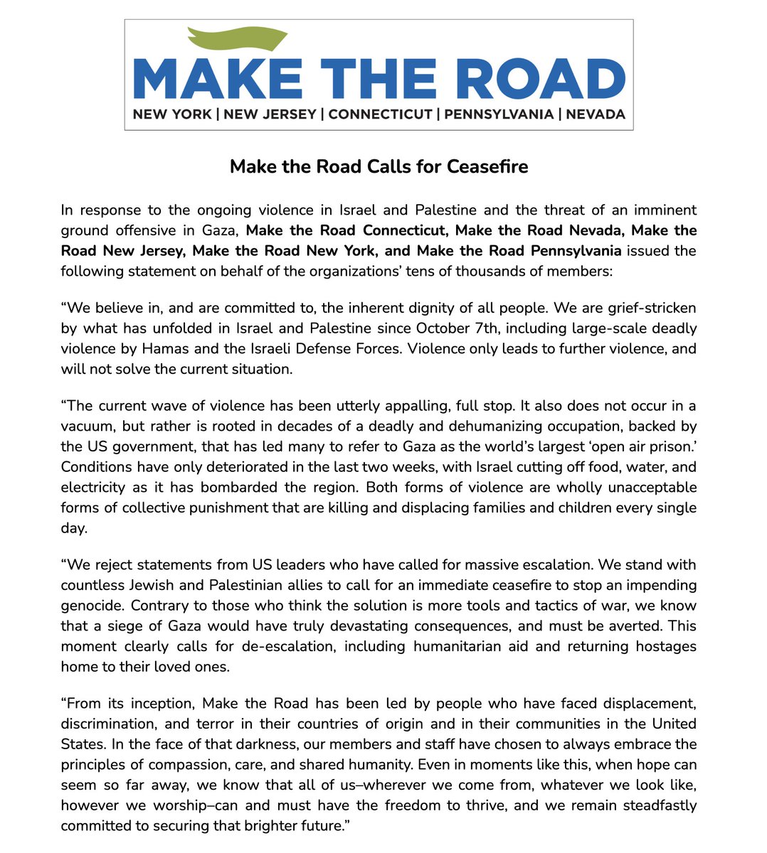 Make the Road Calls for #CeasefireNOW: