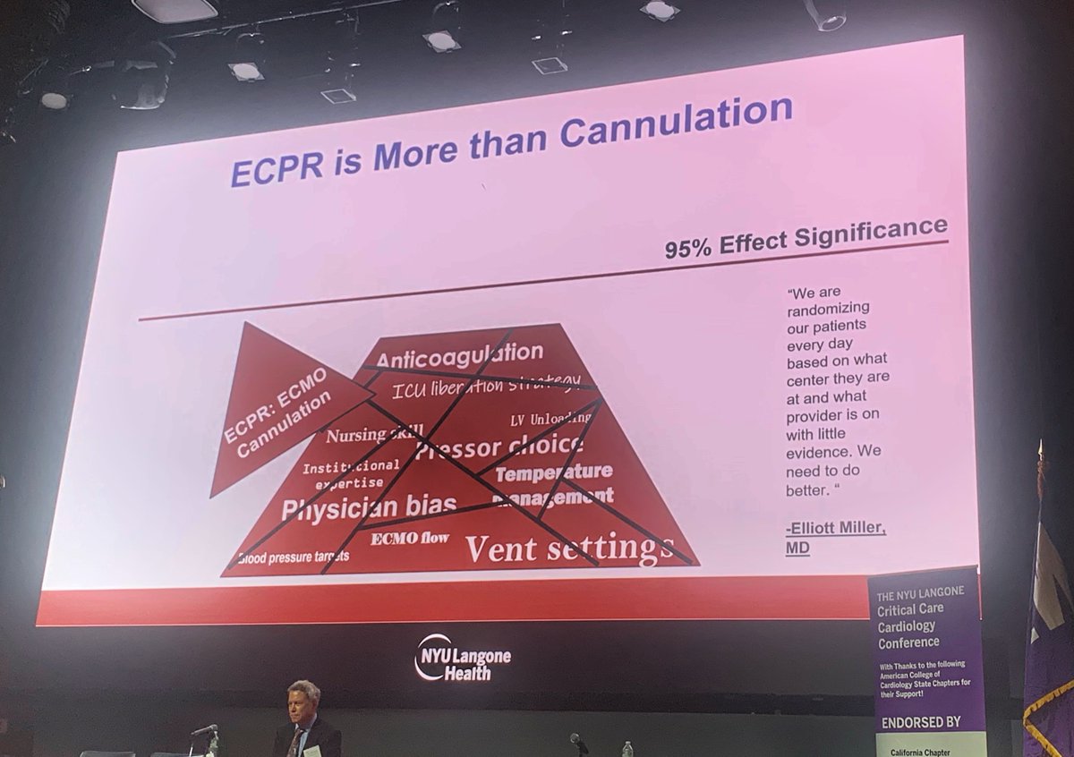 Great Debates in Critical Care Cardiology at #critcarecards23 ECLS is Lifesaving: @AndreaElliottUM ECLS is Resource Wasting: @seanvandiepen Both agree that ECLS can save lives. But How to understand who will benefit, and build symptoms of care needs more data.