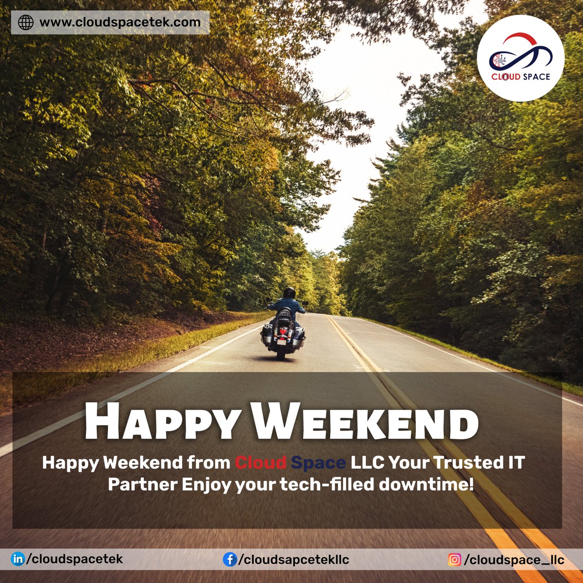 CloudSpace_LLC's tweet image. 𝐇𝐚𝐩𝐩𝐲 𝐖𝐞𝐞𝐤𝐞𝐧𝐝 𝐟𝐫𝐨𝐦 𝐂𝐥𝐨𝐮𝐝 𝐒𝐩𝐚𝐜𝐞 - 𝐘𝐨𝐮𝐫 𝐓𝐫𝐮𝐬𝐭𝐞𝐝 𝐈𝐓 𝐏𝐚𝐫𝐭𝐧𝐞𝐫! 𝐄𝐧𝐣𝐨𝐲 𝐲𝐨𝐮𝐫 𝐭𝐞𝐜𝐡-𝐟𝐢𝐥𝐥𝐞𝐝 𝐝𝐨𝐰𝐧𝐭𝐢𝐦𝐞!

#HappyWeekend #CloudSpace #TechPartner #ITServices #WeekendVibes #RelaxAndRecharge #TechTime #TrustedPartner #Enjoy