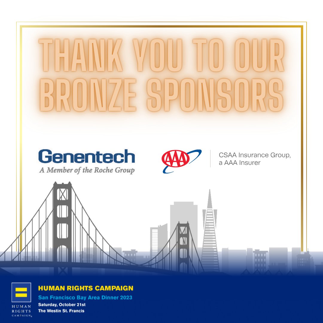 HRC SF Bay Area (@hrcsf) on Twitter photo Thank you thank you to our corporate sponsors at every level. We truly could not do this without you! <a href="/LamResearch/">Lam Research</a> <a href="/nordstrom/">Nordstrom</a> <a href="/Apple/">Apple</a> <a href="/NUHW/">National Union of Healthcare Workers</a> <a href="/genentech/">Genentech</a> <a href="/CSAAInsuranceGp/">CSAA Insurance Group</a>
Purchase your ticket : tr.ee/Go5SG7H-EI Thank you thank you to our corporate sponsors at every level. We truly could not do this without you! <a href="/LamResearch/">Lam Research</a> <a href="/nordstrom/">Nordstrom</a> <a href="/Apple/">Apple</a> <a href="/NUHW/">National Union of Healthcare Workers</a> <a href="/genentech/">Genentech</a> <a href="/CSAAInsuranceGp/">CSAA Insurance Group</a>
Purchase your ticket : tr.ee/Go5SG7H-EI