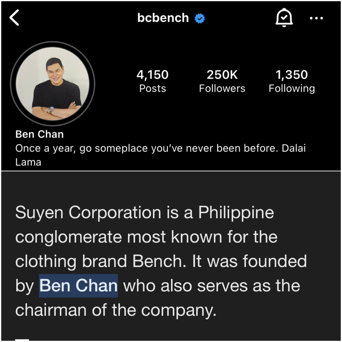 ronahbells's tweet photo. OMG!? Among all the artists who greeted in the launch of Francine Diaz's scents line.. only KJH's photo was reposted in the IG story of the founder and chairman of Bench. What is the meaning of this @benchtm? 😭

#KimJungHyun #김정현 https://t.co/RLY7ojyXyY