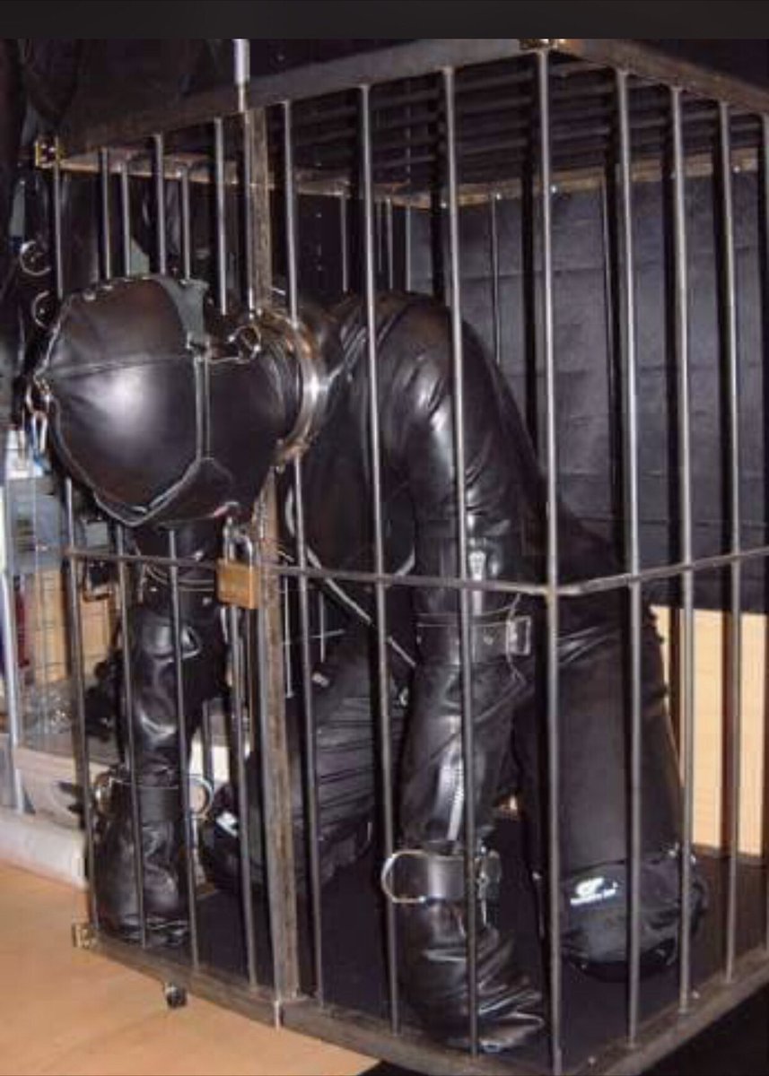 GothamLeather's tweet photo. A slave has the right to not object to how it is stored.  #bdsm #slave #caged #leather https://t.co/7kqBJN49Z5