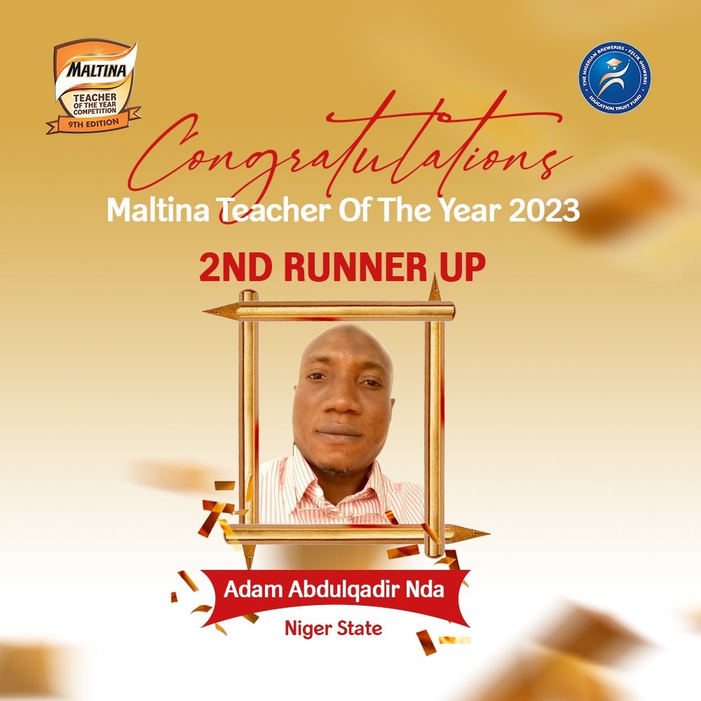 Our Second Runner-up Unveiled
ADAM ABDULQADIR NDA
 #CHAMPIONS #MTOTY #MTOTY2023