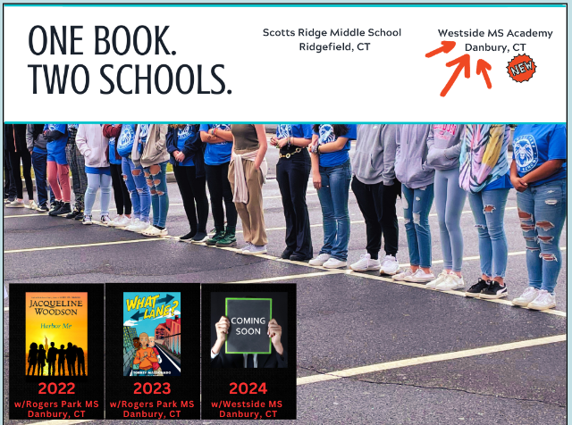I am in love with this idea. Two middle schools in neighboring (yet significantly different) communities come together over a BOOK! Thank you for sharing Janine Johnson &amp; Tim Salem #aasl23