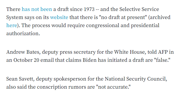 A video spreading online appears to show President Joe Biden announcing a military draft for Americans as the United States supports Israel in its war with Hamas.

But the clip is an old, AI-generated deepfake. There is no draft underway.

factcheck.afp.com/doc.afp.com.33…