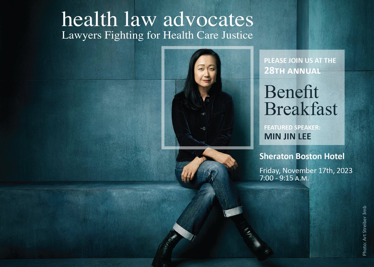 We're only FOUR WEEKS to the 28th Annual #HLABreakfast!!!

Our program this year is filled with client stories, updates on HLA’s pursuit of health care justice, and special remarks by Min Jin Lee, award-winning author of Pachinko.

Join us &amp; learn more! healthlawadvocates.org/get-involved/b…