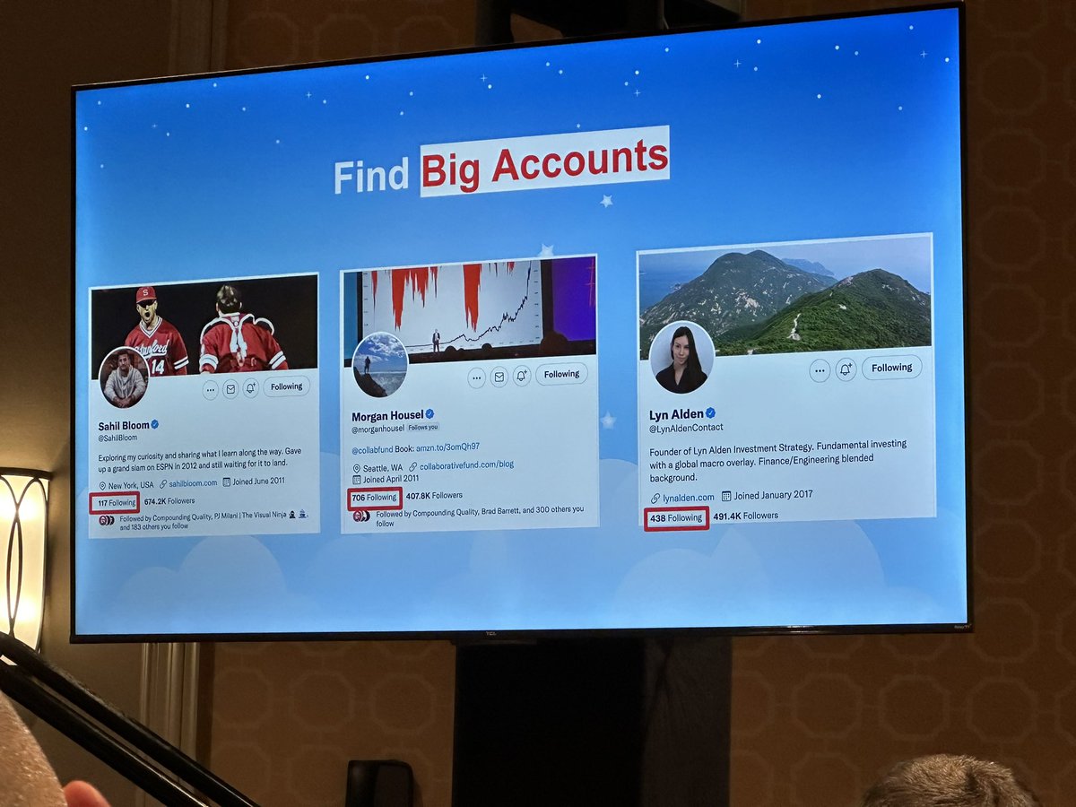 LeniComputes's tweet image. I just sat in a fantastic presentation by @BrianFeroldi today @FinCon about how to increase your @X following. It was a pleasant surprise that @LynAldenContact was featured!

#FinCon